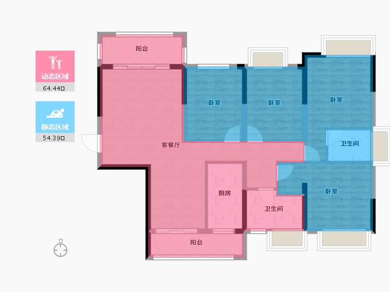 广东省-梅州市-冠华公寓-105.86-户型库-动静分区