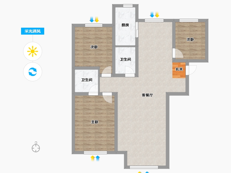 吉林省-长春市-潭泽东南明珠-92.31-户型库-采光通风