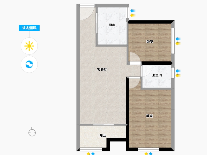 陕西省-西安市-天朗大兴郡-60.44-户型库-采光通风