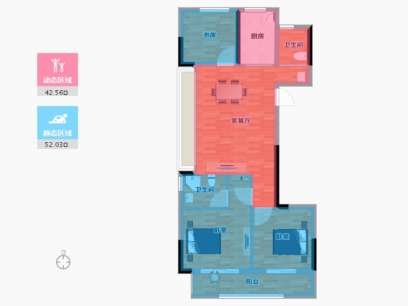 安徽省-安庆市-蓝城·怀宁蘭园-85.00-户型库-动静分区