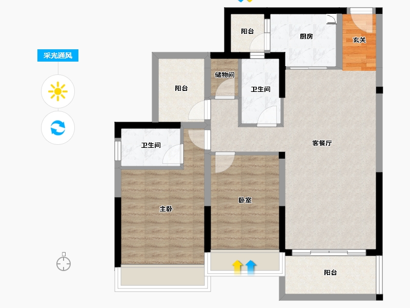 广东省-惠州市-鸿基千江月-87.66-户型库-采光通风