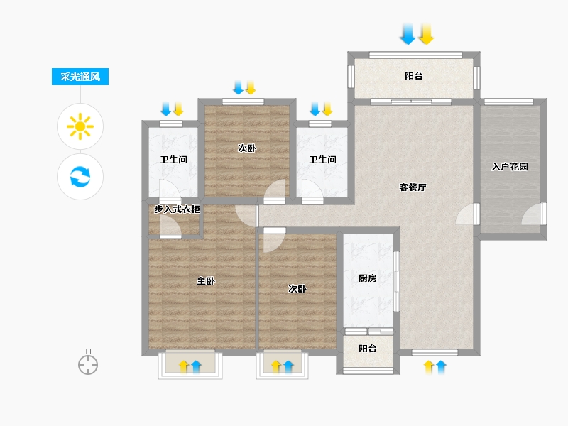 湖南省-湘潭市-上品嘉府-111.03-户型库-采光通风