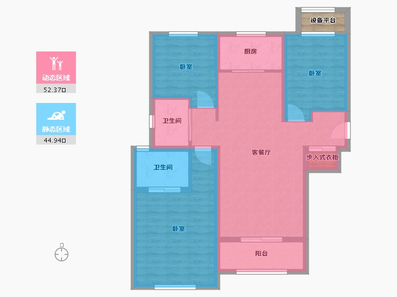 陕西省-西安市-天朗大兴郡-88.81-户型库-动静分区