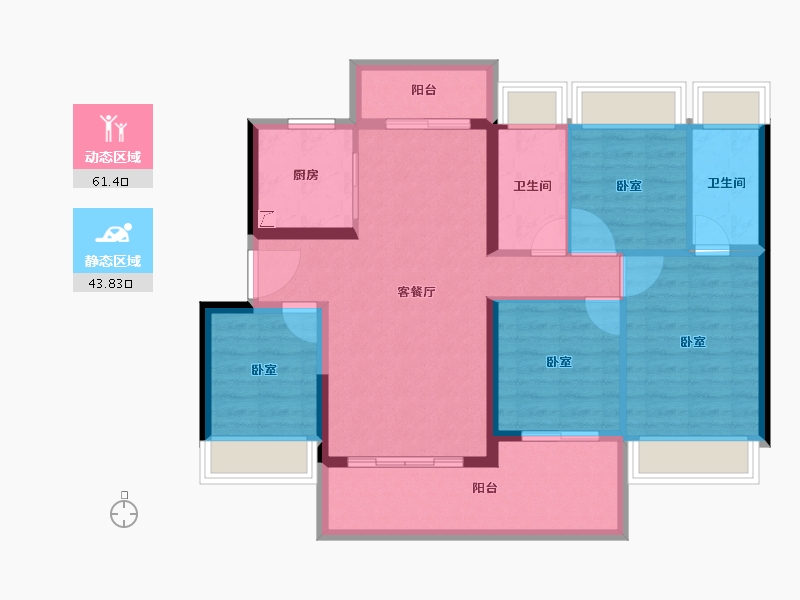 广东省-湛江市-碧桂园·岭南盛世-93.86-户型库-动静分区