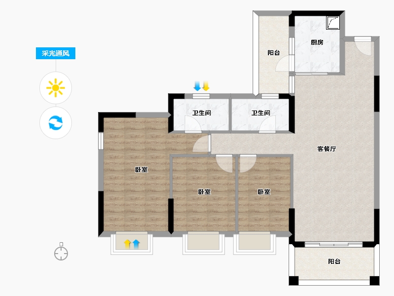 广东省-惠州市-集美盛禾华府-99.36-户型库-采光通风