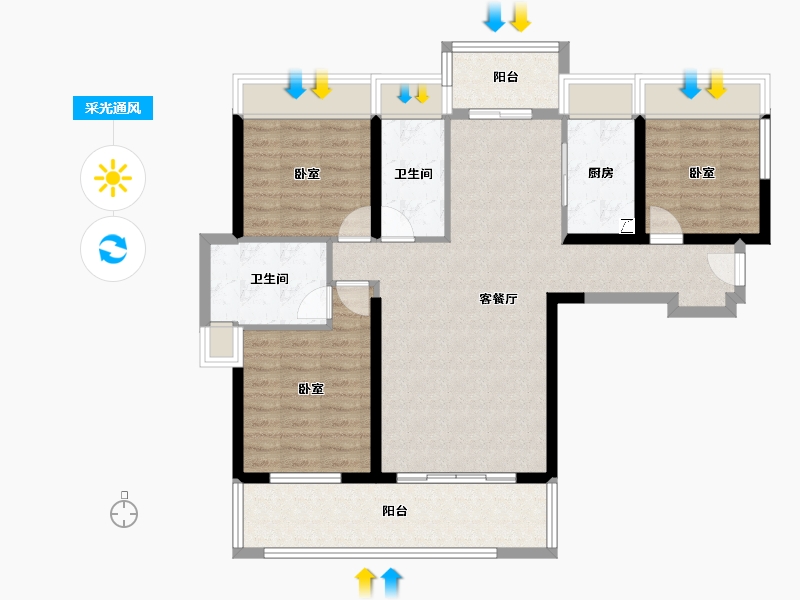 广东省-江门市-东方华庭-95.08-户型库-采光通风