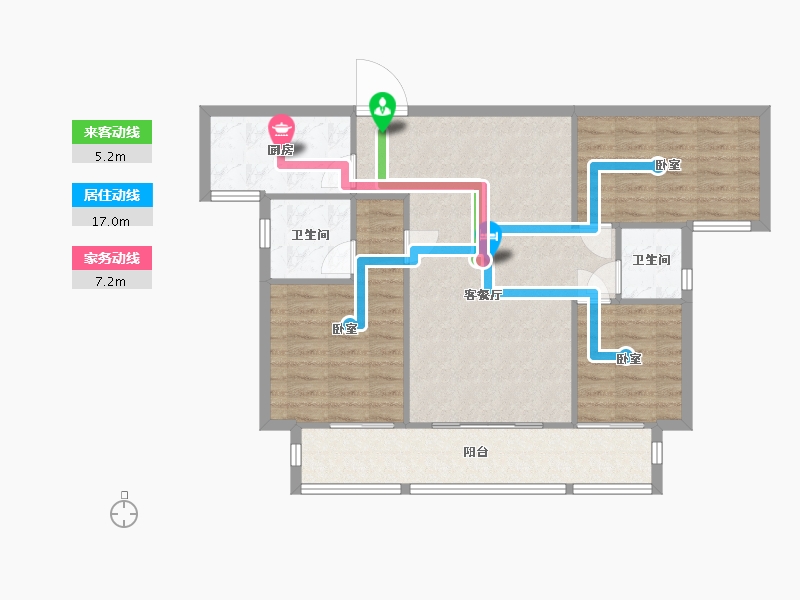 湖南省-常德市-长房·武陵府-86.34-户型库-动静线