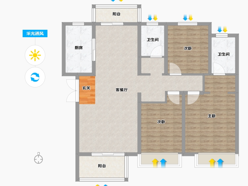 河南省-平顶山市-建业公园里-108.99-户型库-采光通风