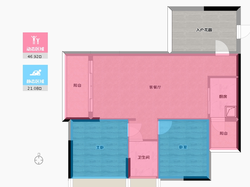 广东省-惠州市-艺都牛津河畔五期-69.88-户型库-动静分区