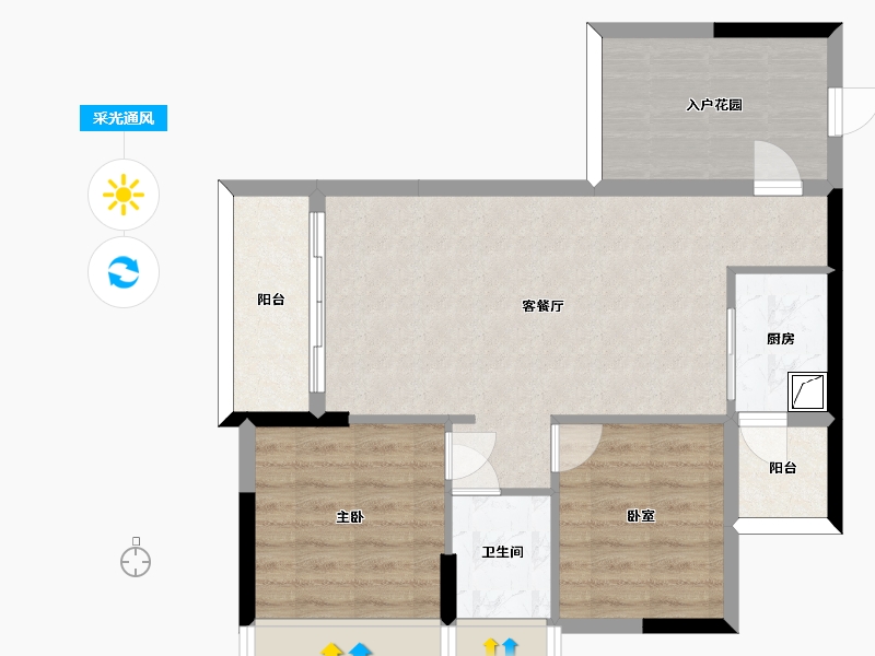 广东省-惠州市-艺都牛津河畔五期-69.88-户型库-采光通风