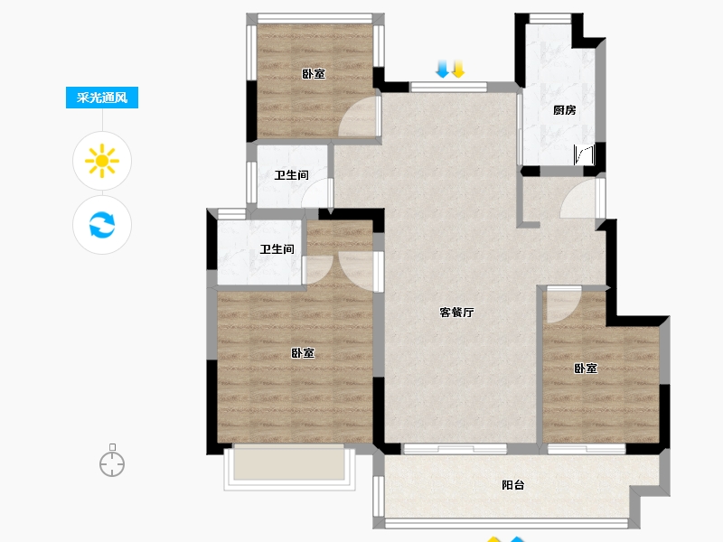 安徽省-六安市-绿城·春风里-88.00-户型库-采光通风