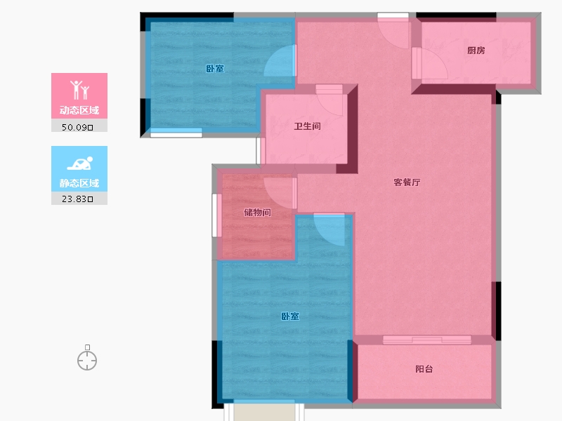 湖北省-荆州市-龙城怡景园-65.38-户型库-动静分区