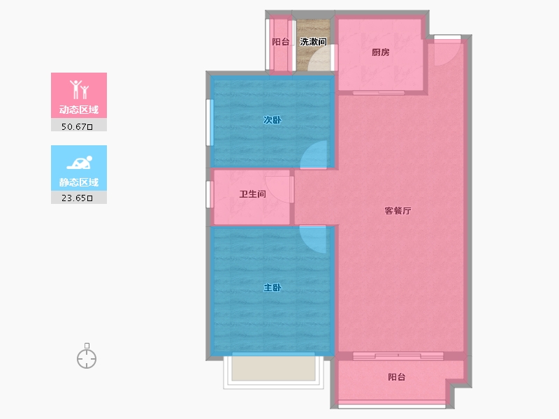 湖南省-湘潭市-上品嘉府-68.83-户型库-动静分区