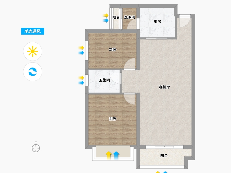 湖南省-湘潭市-上品嘉府-68.83-户型库-采光通风