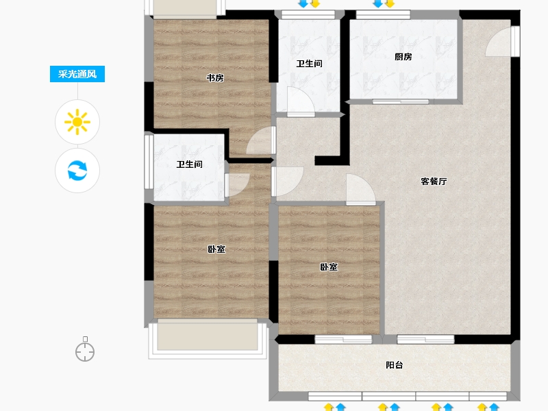 江苏省-无锡市-金融街金悦府-83.82-户型库-采光通风