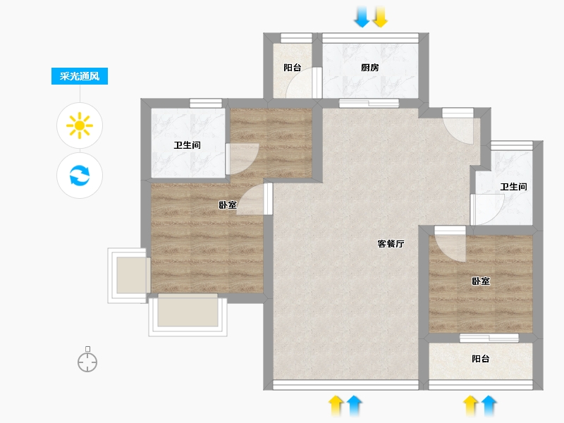 山东省-烟台市-海天雅筑-59.85-户型库-采光通风