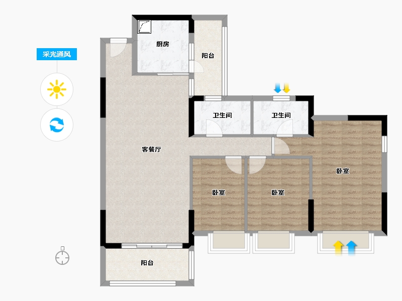 广东省-惠州市-集美盛禾华府-102.26-户型库-采光通风