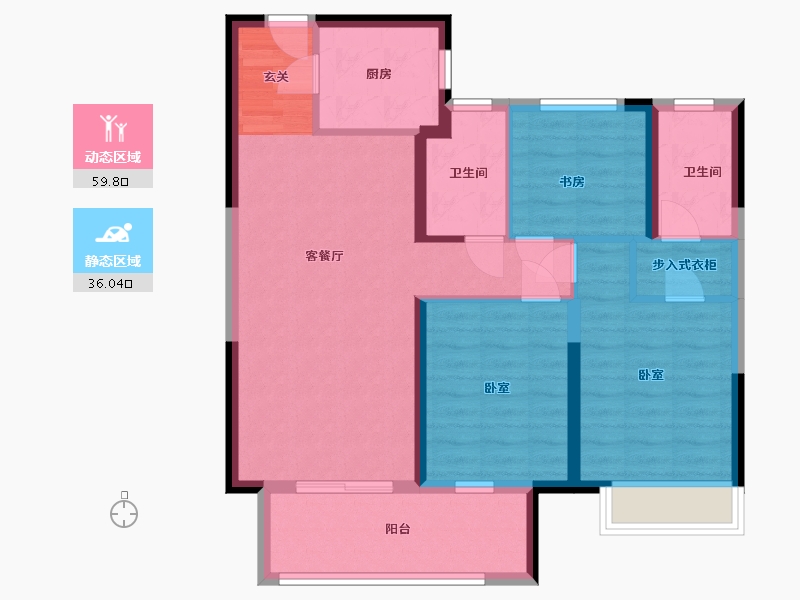 湖南省-岳阳市-君临慧城-85.33-户型库-动静分区