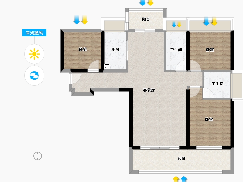 广东省-江门市-东方华庭-93.32-户型库-采光通风