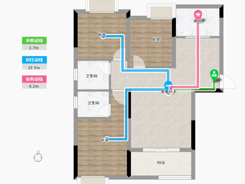 湖北省-荆州市-龙城怡景园-83.64-户型库-动静线