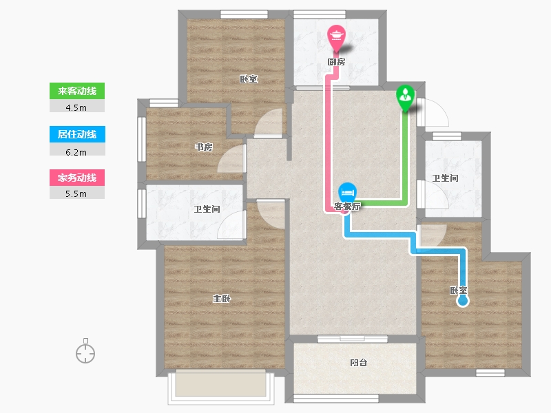 浙江省-宁波市-信达万科东望-95.00-户型库-动静线