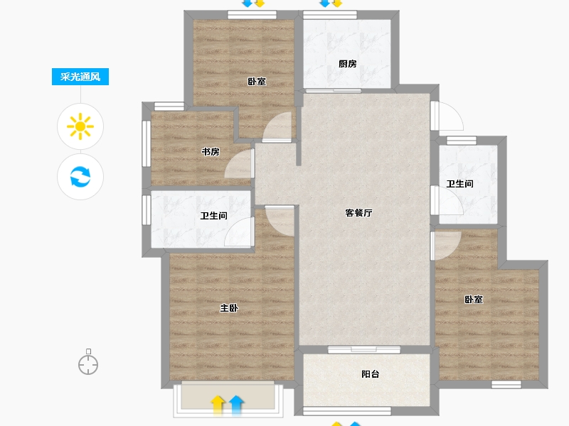 浙江省-宁波市-信达万科东望-95.00-户型库-采光通风