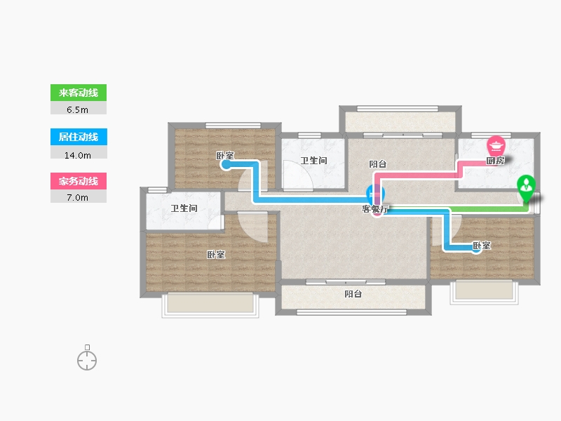 湖北省-黄石市-城发·香山枫景-107.22-户型库-动静线