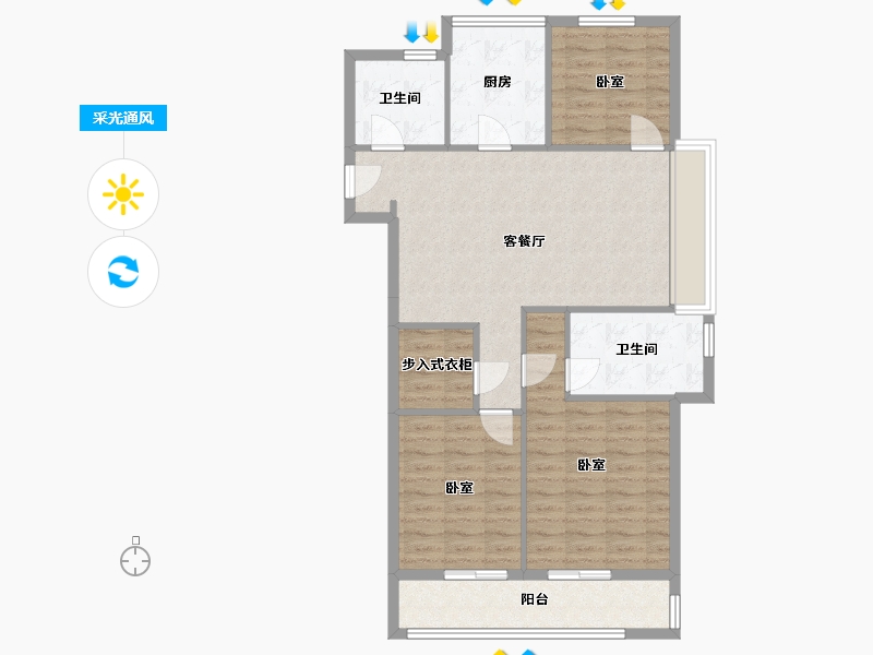 浙江省-舟山市-绿城沁润公寓-92.73-户型库-采光通风