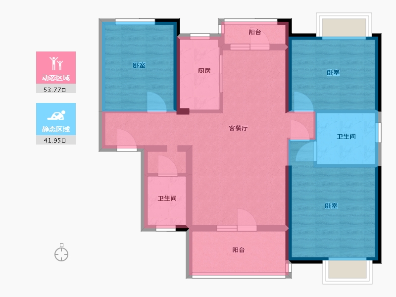 湖北省-武汉市-卧龙墨水湖边领墅-84.59-户型库-动静分区