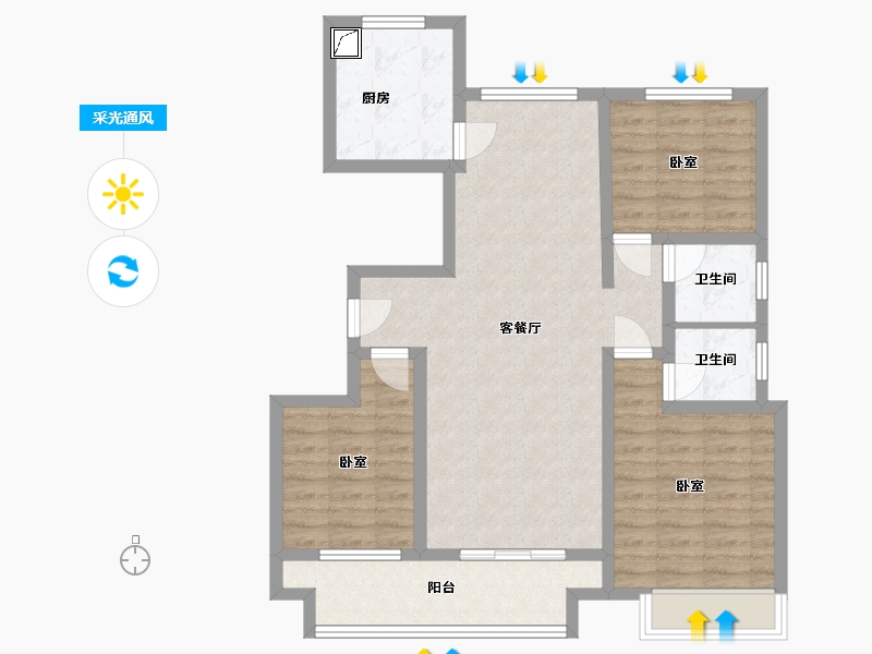 河南省-商丘市-海棠公馆-88.83-户型库-采光通风