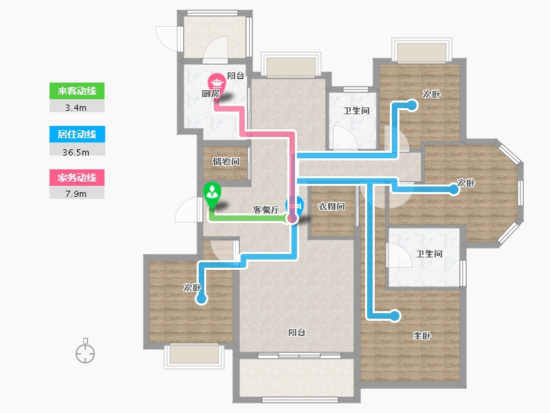 浙江省-宁波市-依云郡小区-150.06-户型库-动静线