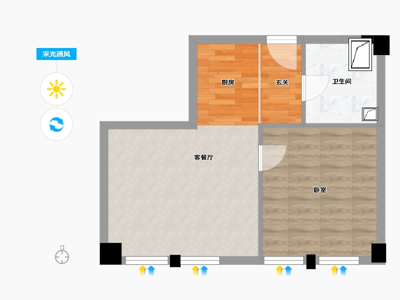 广东省-梅州市-冠华公寓-43.77-户型库-采光通风