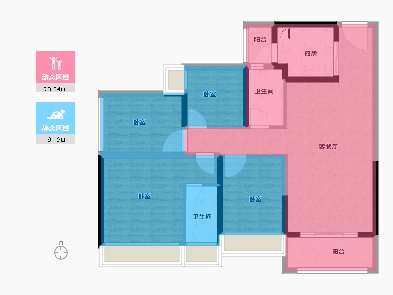 广东省-珠海市-龙光·玖龙府-95.53-户型库-动静分区