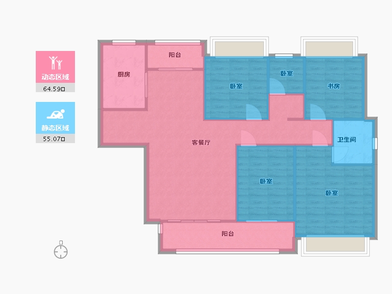 湖南省-常德市-长房·武陵府-109.46-户型库-动静分区