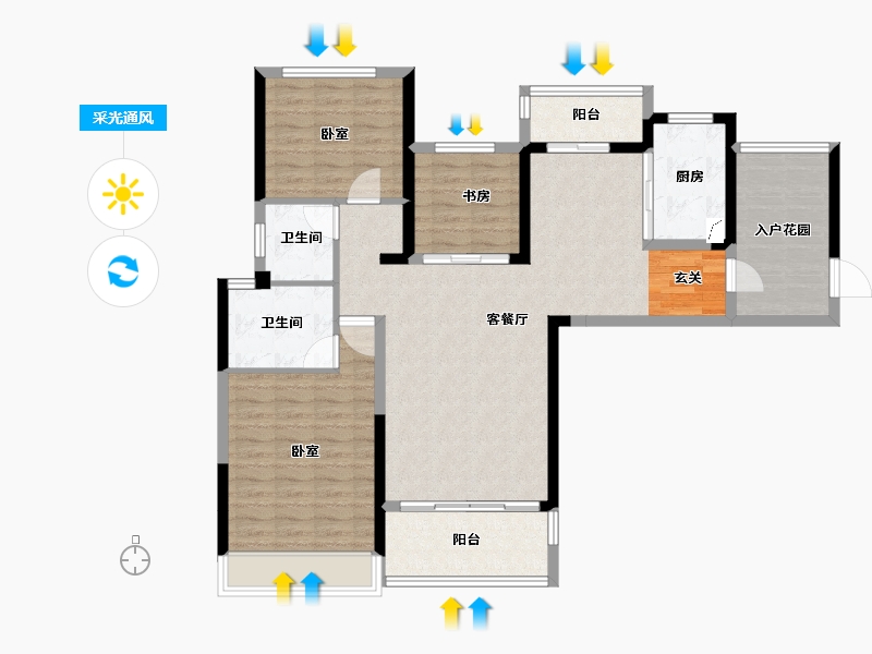 广东省-梅州市-锦绣首府-105.81-户型库-采光通风