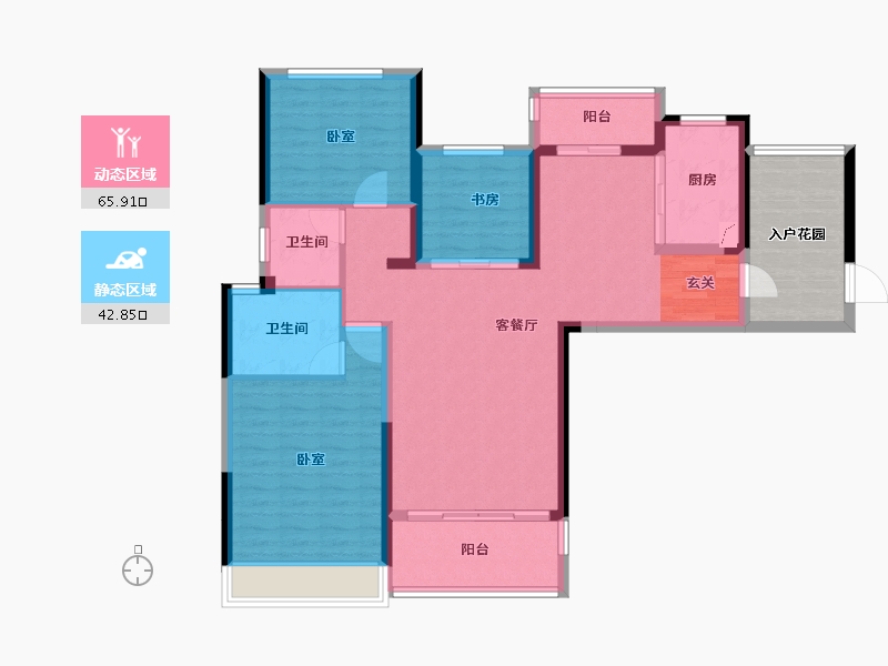 广东省-梅州市-锦绣首府-105.81-户型库-动静分区