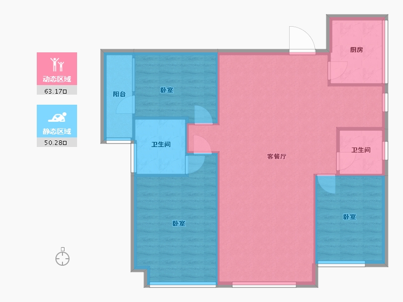 湖南省-常德市-富华·朝阳公馆-104.57-户型库-动静分区