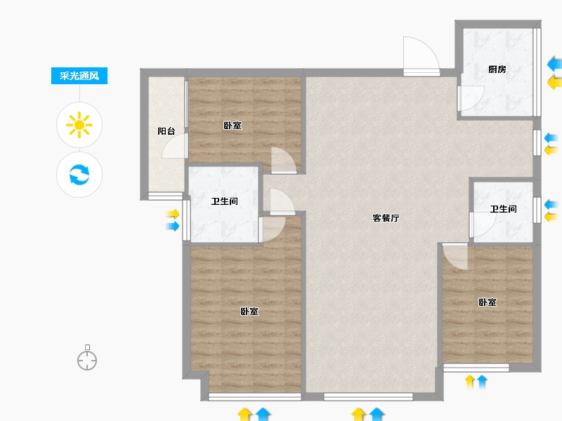 湖南省-常德市-富华·朝阳公馆-104.57-户型库-采光通风