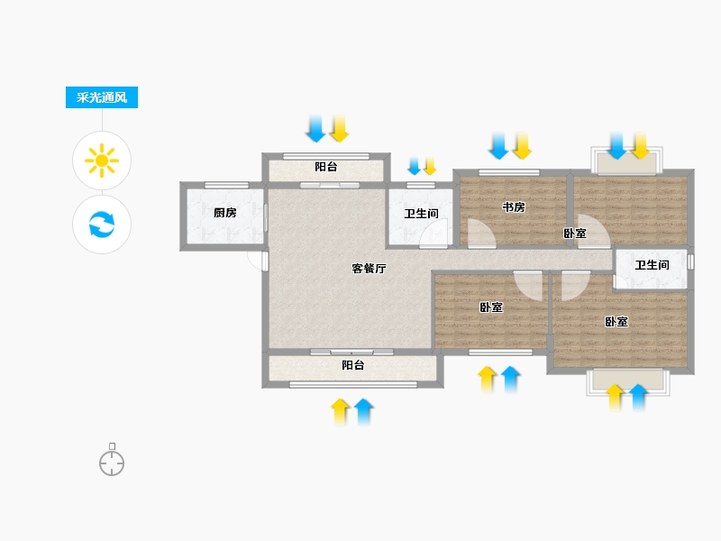 湖北省-黄石市-城发·香山枫景-117.98-户型库-采光通风