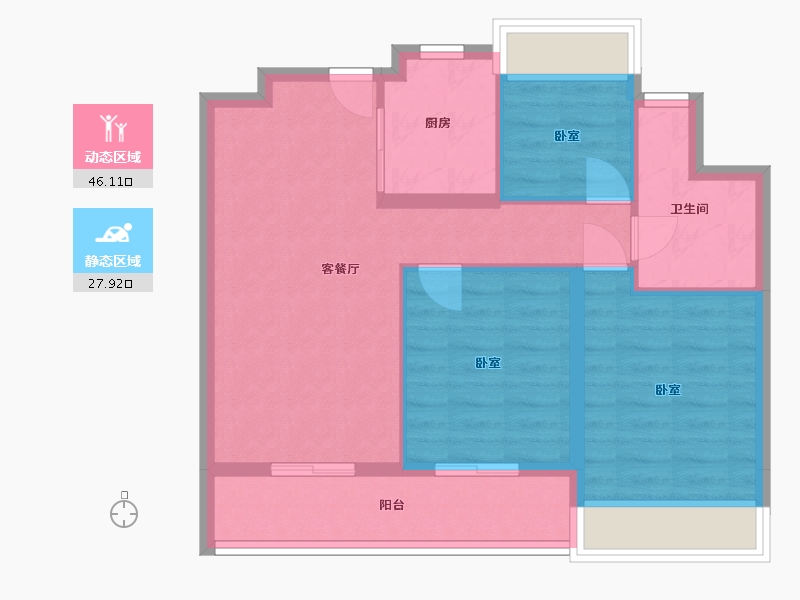 浙江省-舟山市-绿城沁润公寓-66.00-户型库-动静分区