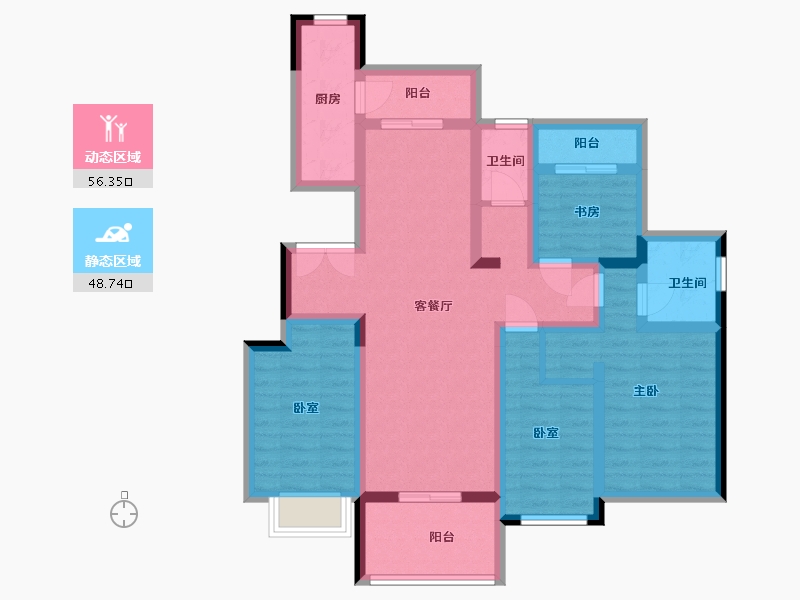 安徽省-六安市-远大玫瑰园-90.94-户型库-动静分区