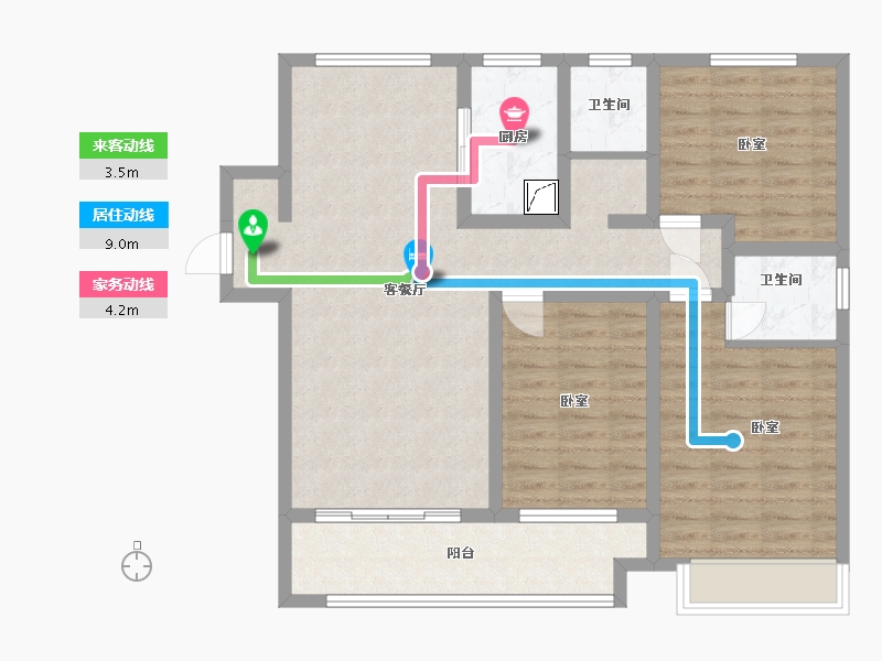 河南省-商丘市-海棠公馆-95.60-户型库-动静线