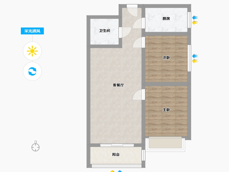 陕西省-西安市-名仕华庭-66.46-户型库-采光通风