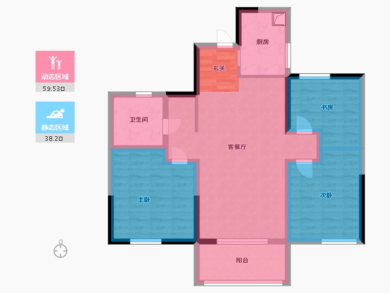 山东省-潍坊市-翔凯上城浞府-86.80-户型库-动静分区