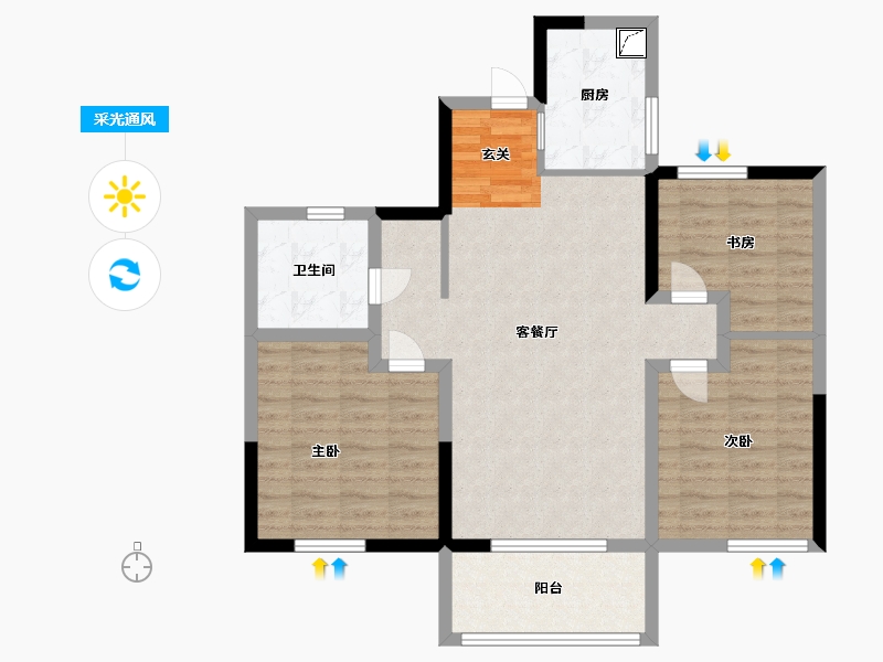 山东省-潍坊市-翔凯上城浞府-86.80-户型库-采光通风