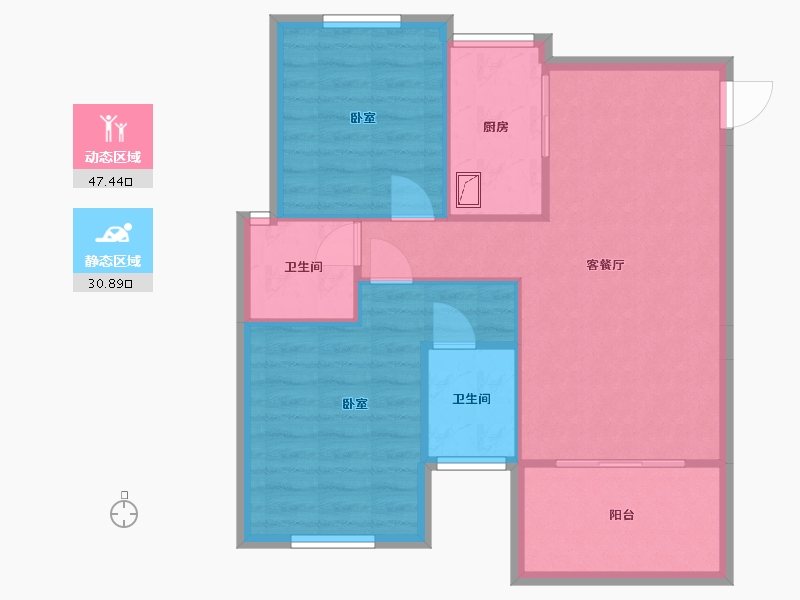 湖南省-常德市-阳光首府-70.98-户型库-动静分区