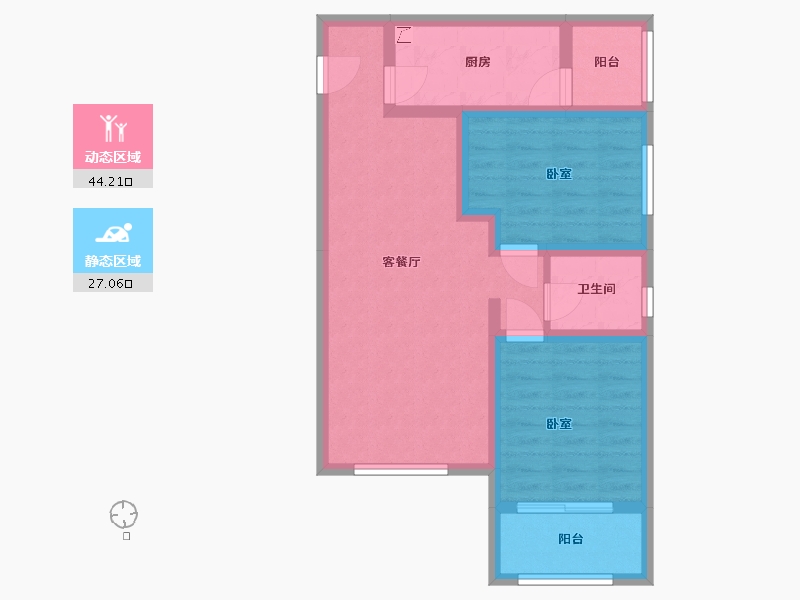 陕西省-西安市-天朗大兴郡-62.19-户型库-动静分区