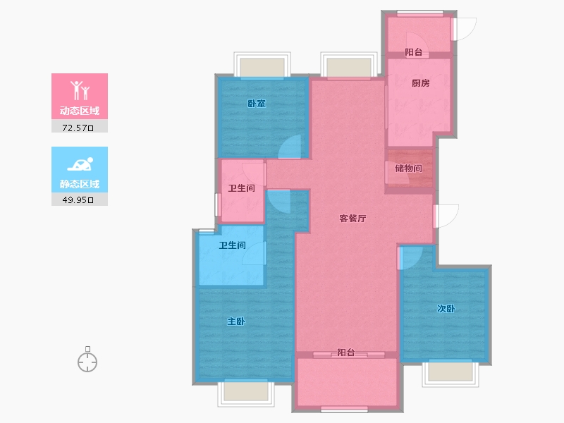 浙江省-宁波市-依云郡小区-111.00-户型库-动静分区