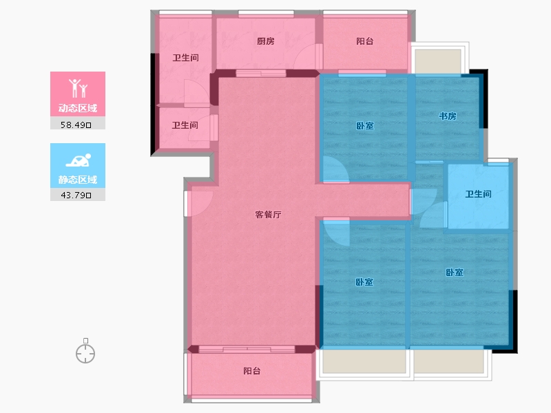 贵州省-安顺市-万银宝郡-90.74-户型库-动静分区