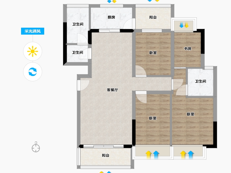 贵州省-安顺市-万银宝郡-90.74-户型库-采光通风